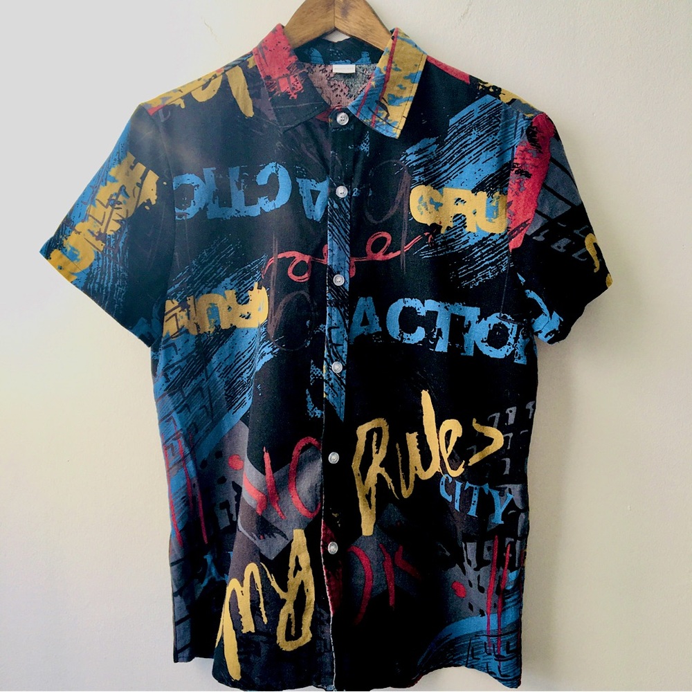 SHEIN button down men multicolor shirt